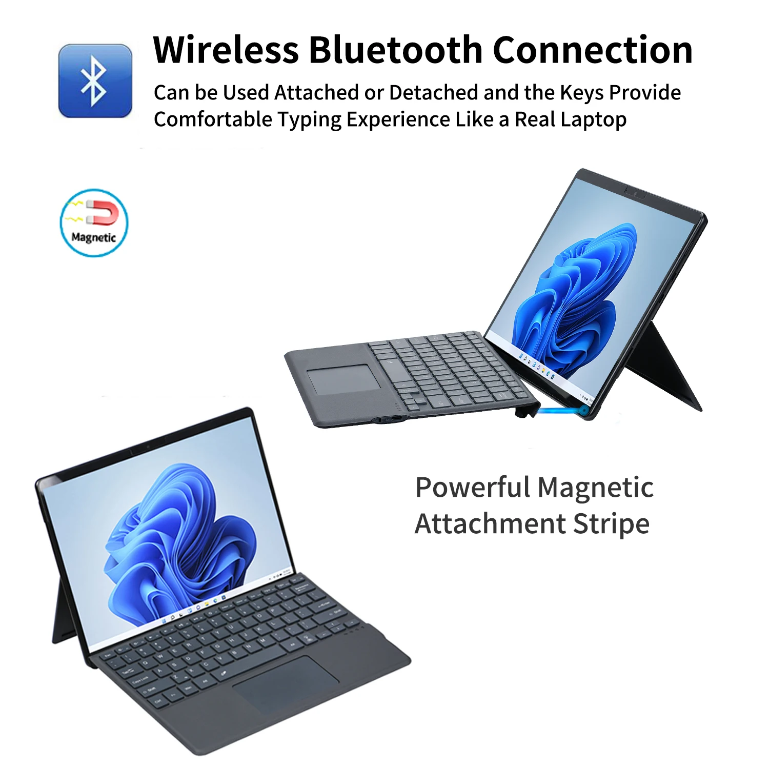 Surface Pro 9 Wireless Keyboard with Touchpad Backlit Rechargeable and Detachable Keyboard for Microsoft Surface Pro X Pro 8 BT
