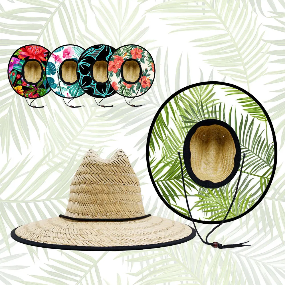 Sunscreen Travel Seaside Vacation Beach Straw Hat Green Palm  display picture 2