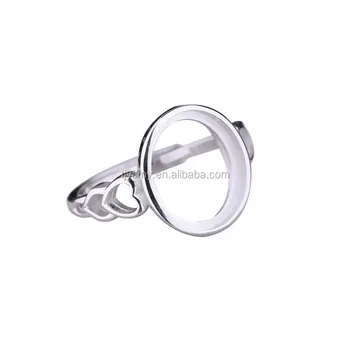 925 Sterling Silver Ring Empty Holder Plated Platinum Inlay Turquoise Beeswax Opening Diy Ring Blank