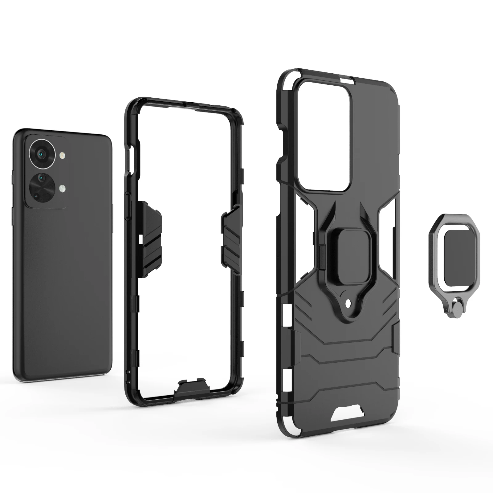 For ONEPLUS NORD 2T 5G  Case Shockproof Magnetic Ring Stand Cover