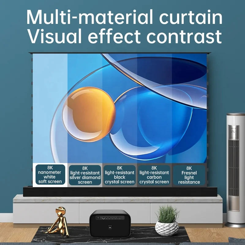 JJZER 4K Ultra HD Motorized Projection Screen - 72-150 Inches