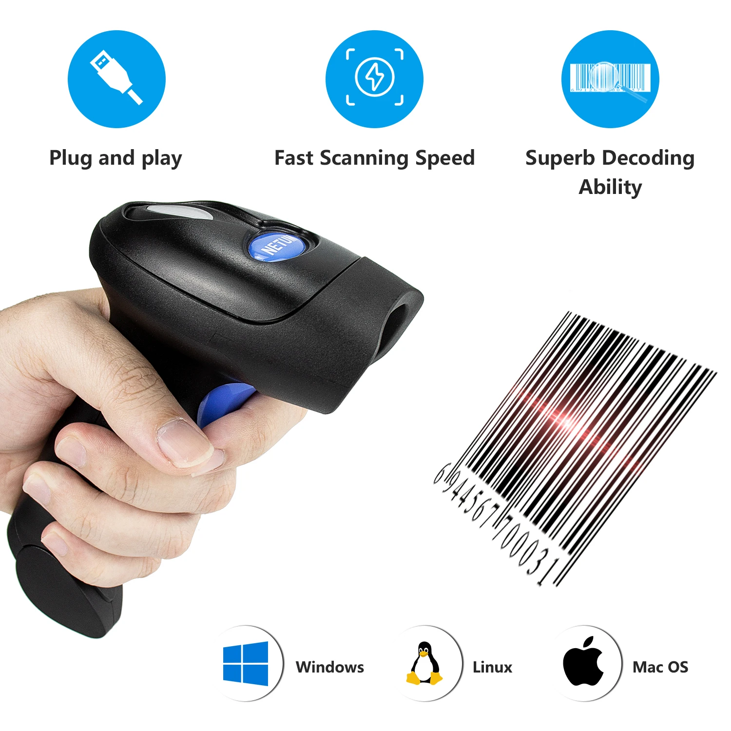 Netum L5 Handheld Wireless Barcode Scanner And L8bl Blue Tooth 1d/2d Qr