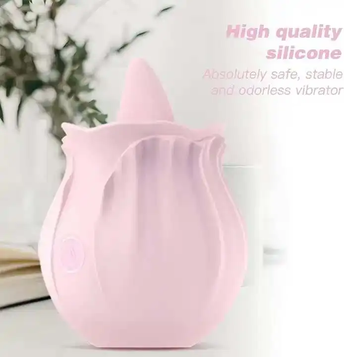 OMYSKY Original Magnetic Rechargeable USB Silicone ABS Waterproof Rose Toy  Clitoral Suction Magic Tongue Vibrator 10 Modes