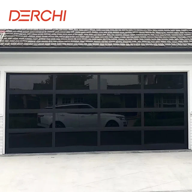 High Quality Villa Automatic Garage Doors Intelligent Control Hurricane Impact Security Exterior Aluminum Glass Garage Door