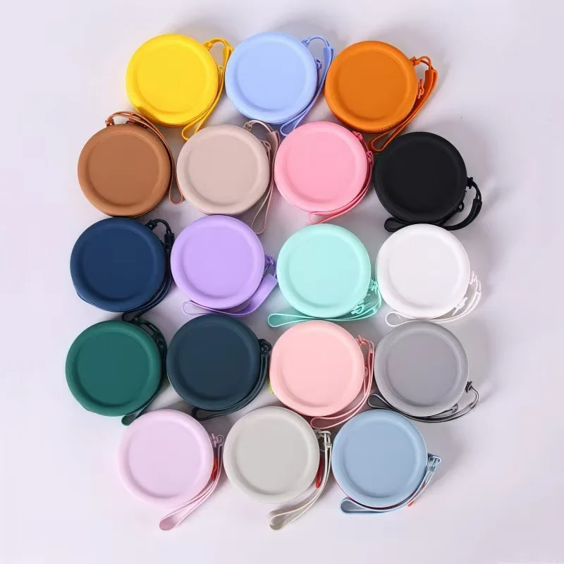 Silicone Round Coin Purse Solid Color Earphone and Lipstick Storage Bag Portable Zipper Custom Key Bag preview 5