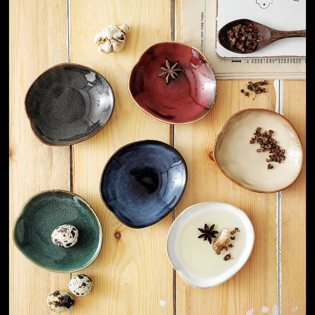 Japanese Kiln Glazing Dish Various Color Irregular Small Soy Sauce