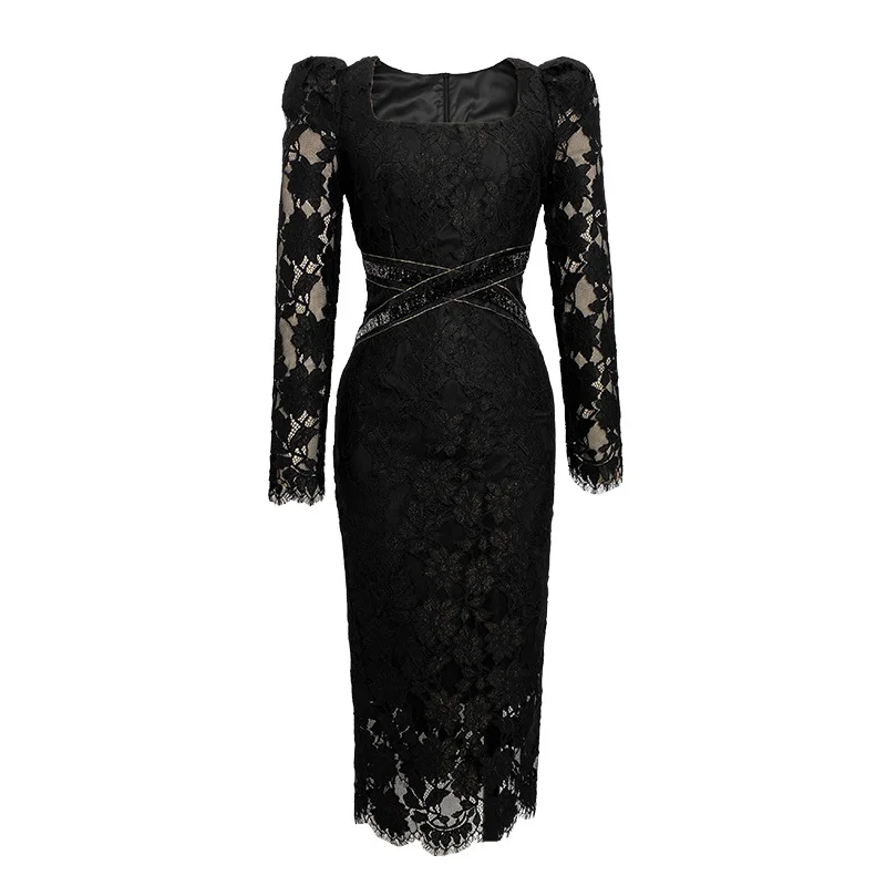 Elegant ZYHT 20024 Women's Lace Dress for Office & Parties, Latest