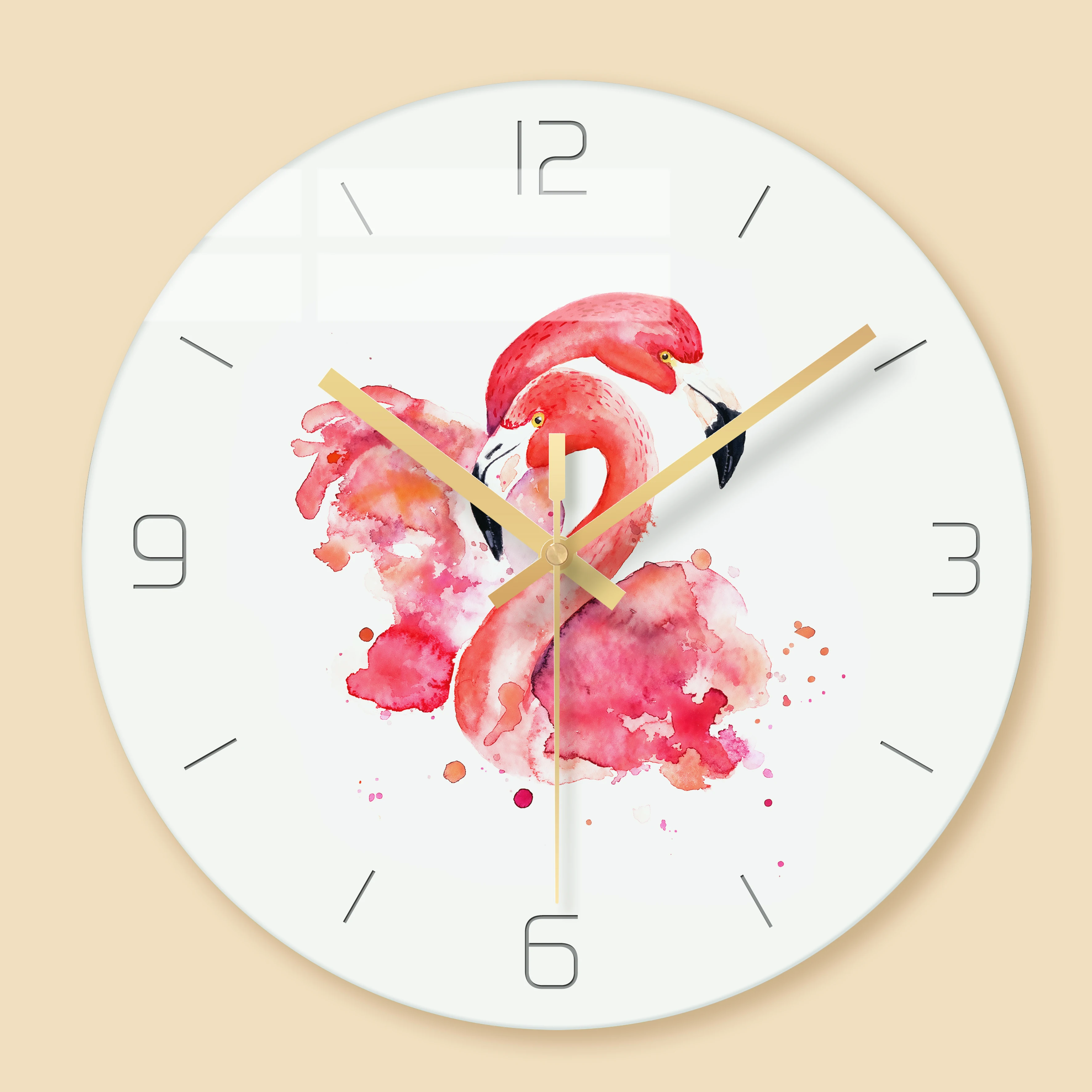 12 inch Tempered Glass Colorful UV Printing Wall Clock for Home Office Decor