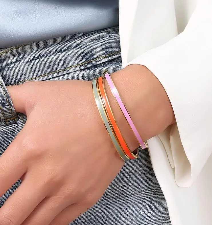 Mens Titanium Bangle Durable Stylish Enamel Bracelet