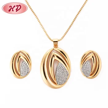 Wedding Wear Design Accessories Handmade Earring And Necklace Set Luxury 18k Gold Jewelry Sets