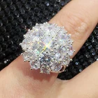 Pave Ring Rings Rings Silver 925 Rings CAOSHI Luxury 925 Silver Plated Round Cut Zircon Micro Pave 0.34ct Flower Ring Bridal Finger Rings Women