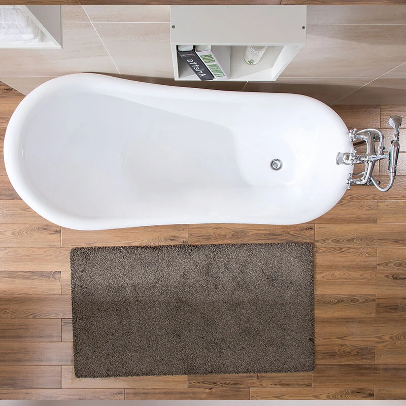 TNS BA8305 Simple Design 59\" Chrome Overflow and Drain Mobile Bathtub Durable and Forever Made for Bathroom Use Red Black