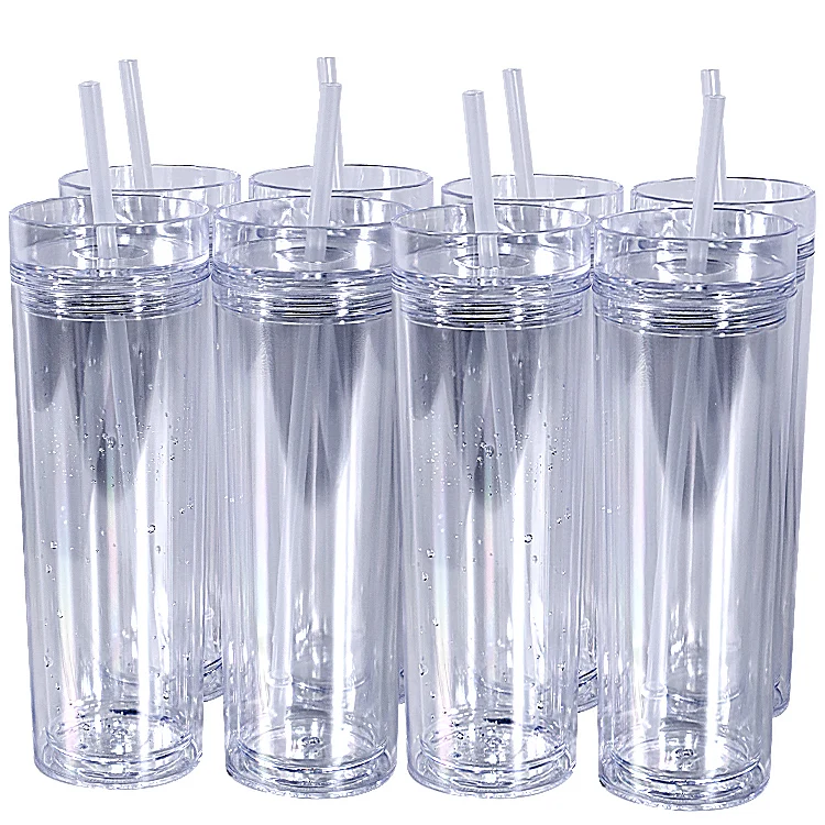 DW5161 16oz Double Wall Acrylic Tumbler with Straw