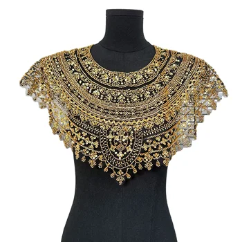 Elegant Bohemian Gold Flower Beaded Collar Necklace for Sewing Accessories Shawl and Jewelry