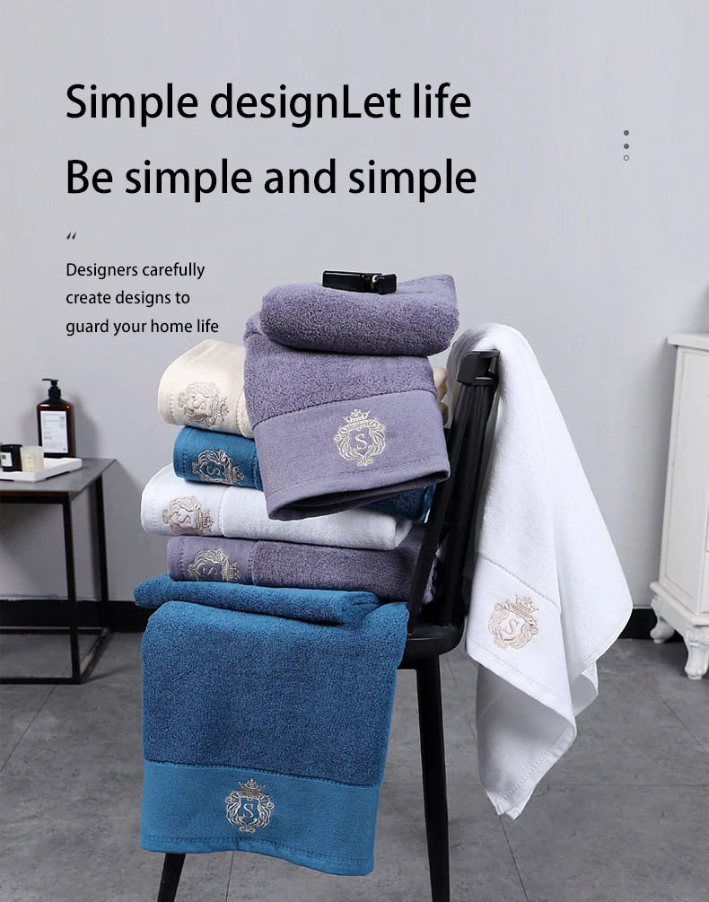 Five star hotel with three sets of pure cotton white products special home supplies towel bath towel details