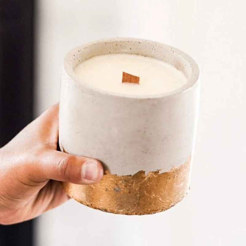 Christmas decoration luxury handmade candle jars vessel cheap matte cement cylinder candle jar in bulk