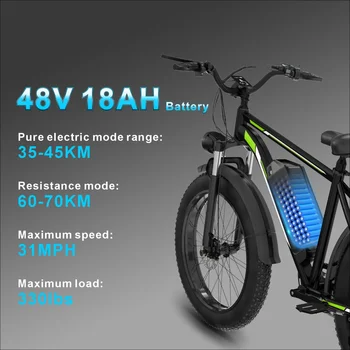 F26 Fat Bike - 1000W Motor & 18ah Battery E Bike for Adults