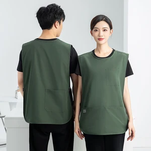 Korean Style Waterproof Oil-Resistant Washable Workwear Reusable Sleeveless Bib Apron for Men Women Household Outdoor Camping