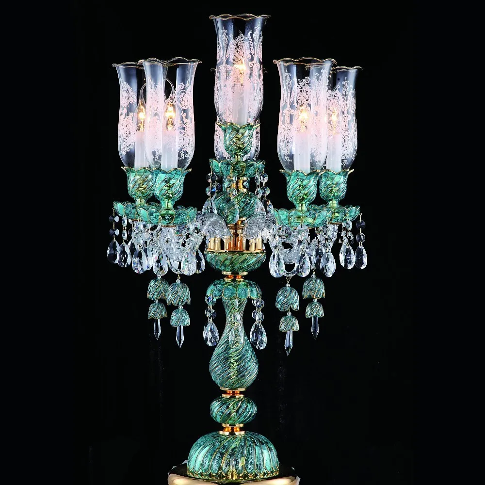 MEEROSEE Colorful Crystal Chandelier Table Lamp Chandelier Standing Lamp for Table MD87093