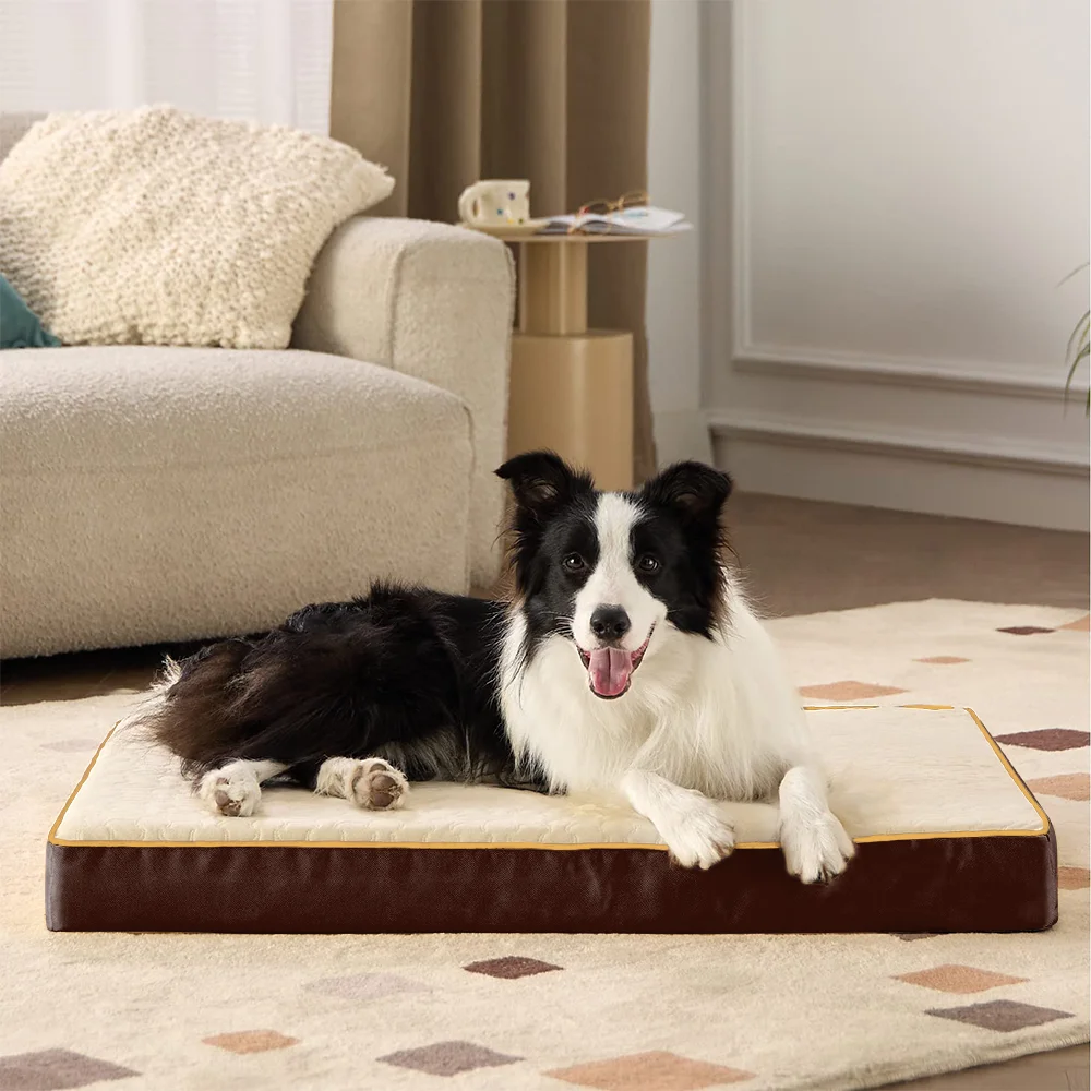 OEM luxury washable removable cover waterproof egg crate memory foam orthopedic dog bed pet cushion for large dogs