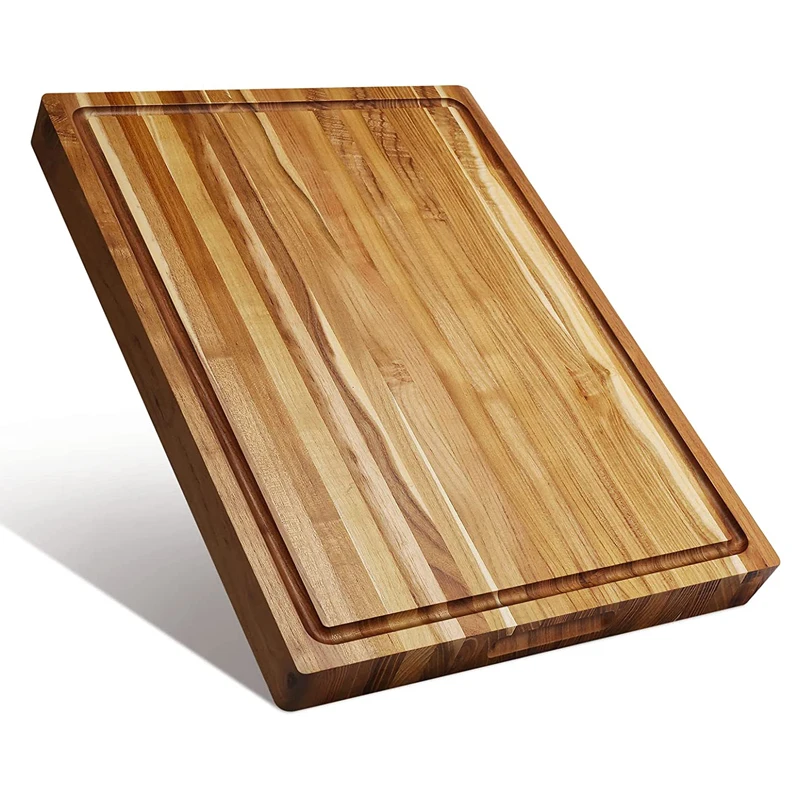 SOPEWOD Cutting Board Chopping Board Custom Logo Fuzhou Rectangle Shrink Wrap with Handles Large Teak Wood Reversible Wooden
