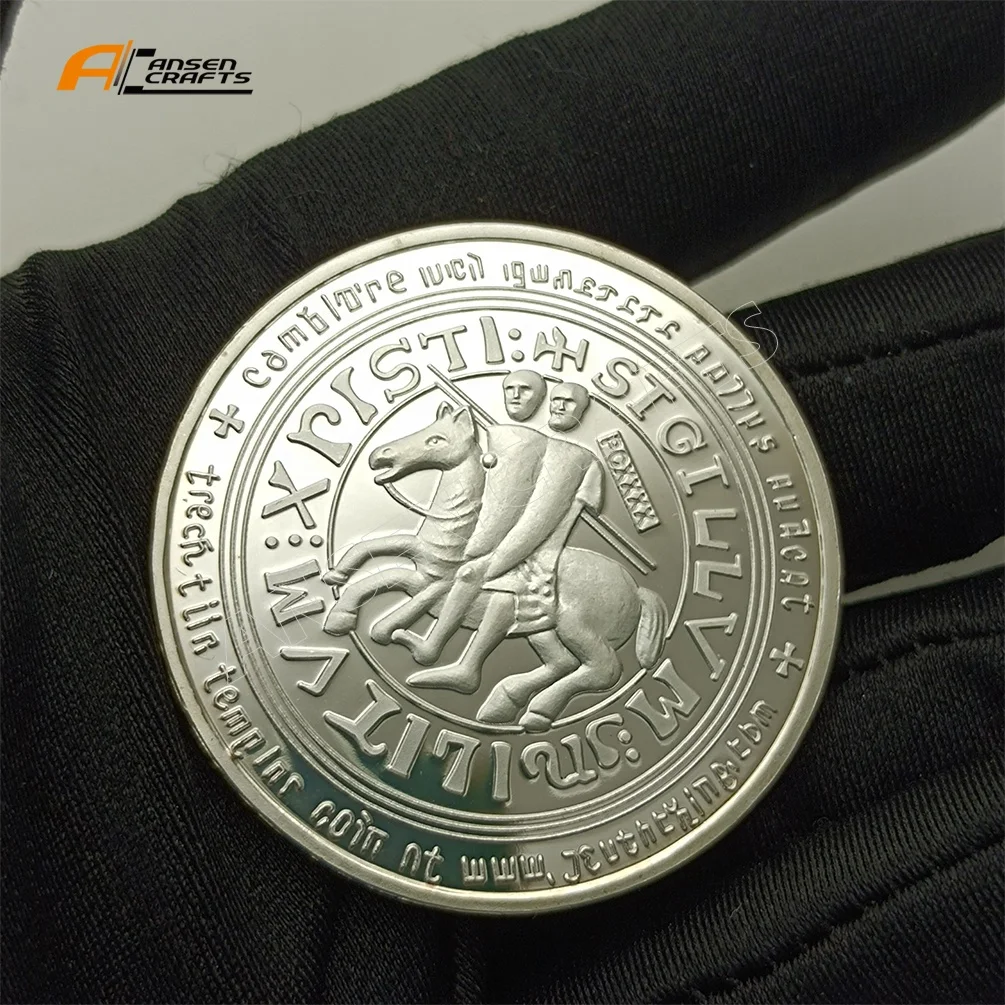 Pièce Templier Chevalier Et Lion – Bronze – 40 Mm – Médaille Croix Rouge – Cadeau Chrétien – Homme Femme