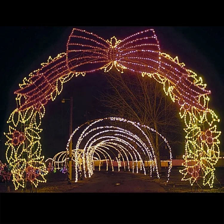 Открытый торговый центр Свадебные украшения мотив Рождество свет светодиодные фонари арки