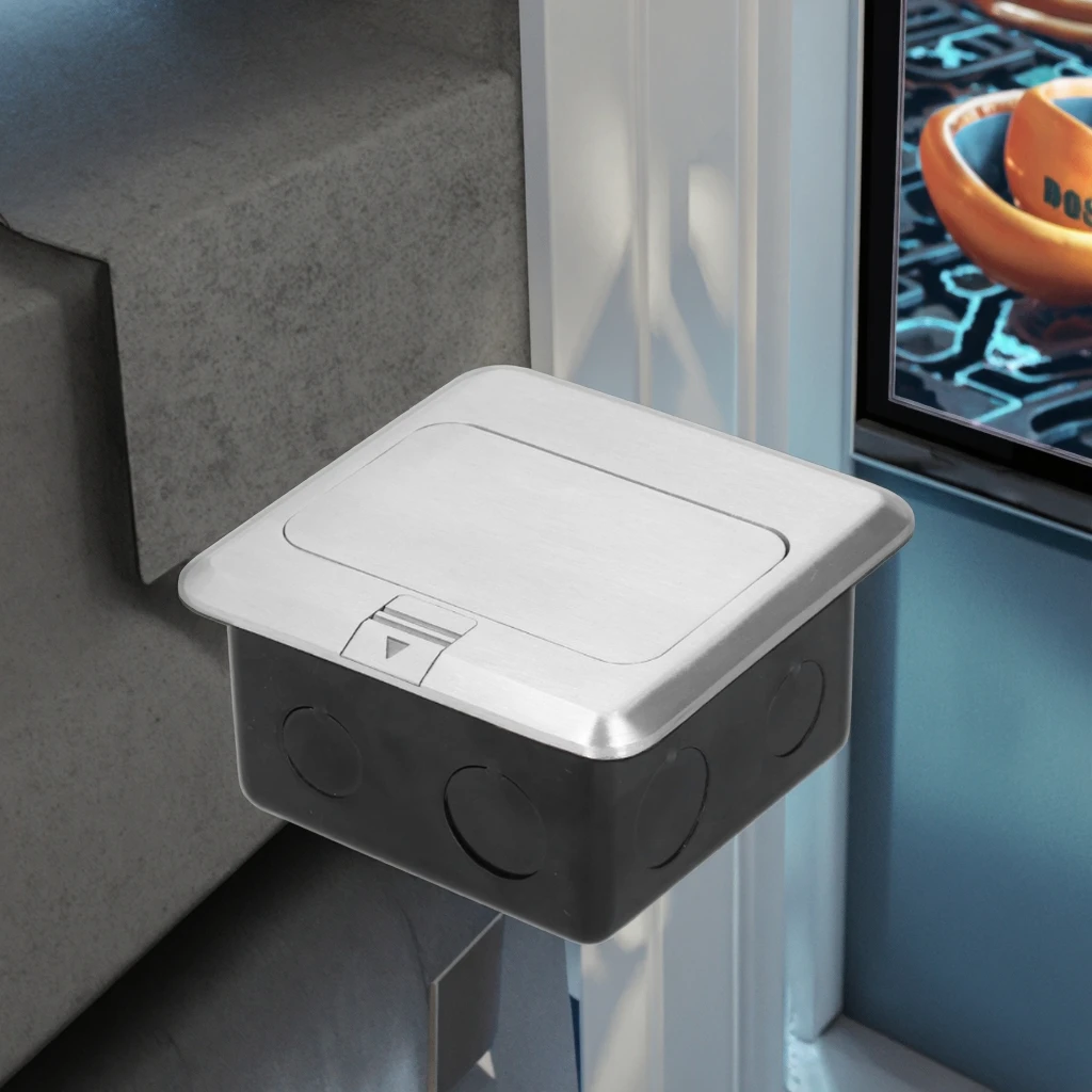 2-Gang Universal Socket 13A AC 250V Embedded Damping Aluminum Alloy Ground Electrical Outlet 2 Industrial AC Floor Socket Box