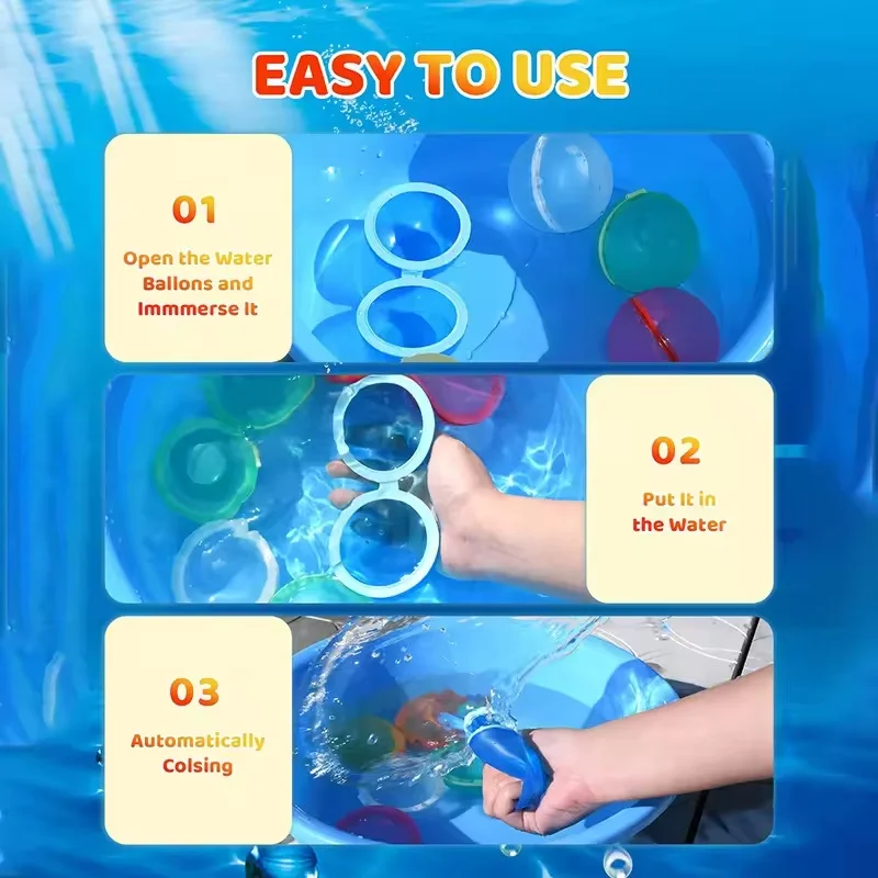 10 Pieces/Pack Silicone Quick Fill Self Sealing Splash Balls Refillable Reusable Water Bomb Balloons for Kids Water Fight