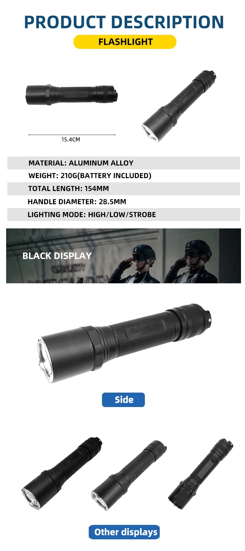 Camping Waterproof Battery Powerful Tactical Flashlights With Strobe