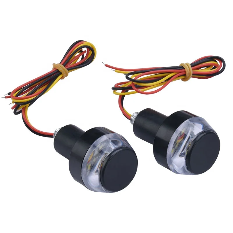 Мотоцикл светодиодный фонарь на Руль конец Поворотная сигнальная лампа AC/DC 12V Белый Желтый проблесковый маячок Ручка Бар мигалка Авто Боковой габаритный фонарь