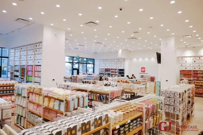 Free Retail Discount Store Fixtures Shop Furniture Layout Interior Design Wood Display Shelving Racks for Grocery Store