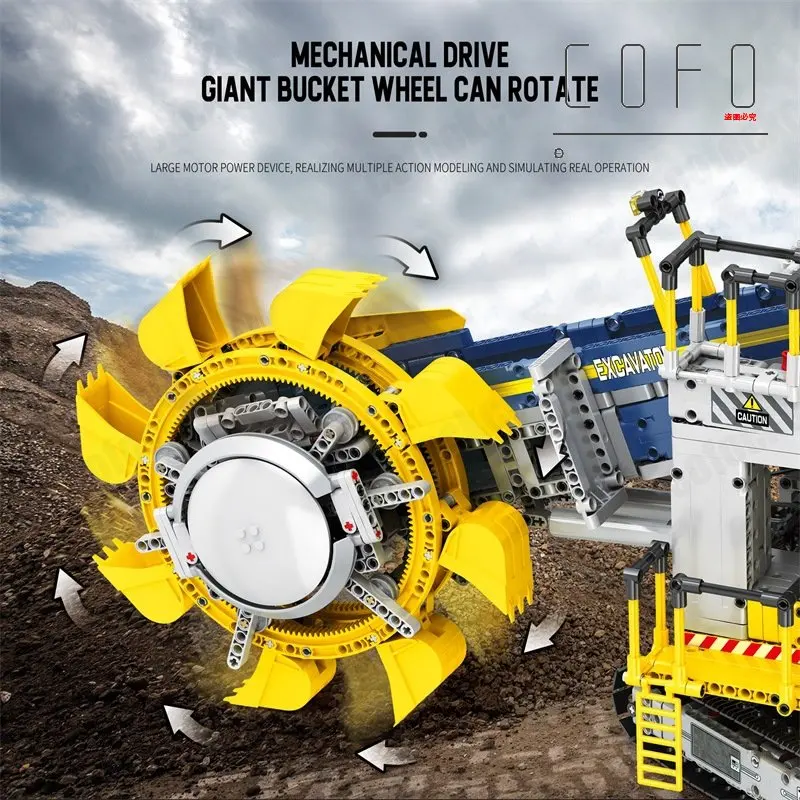 22017 Technical Remote-controlled Electric Bucket Wheel Excavator 42055  Model Building Blocks Bricks Toys Gifts