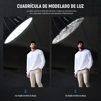 NEEWER Softbox Parablico De 47,2 Pulgadas/120cm Configuracin Rpida Plegado Rpido, Con Difusores/Rejilla De Nido De Abeja detail image