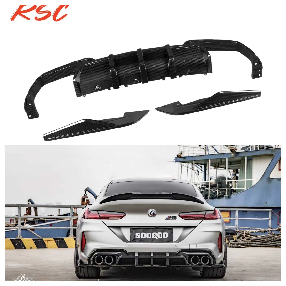 Dry Carbon Fiber SQ Rear Diffuser For F91 M8 F92 F93 Grand Coupe