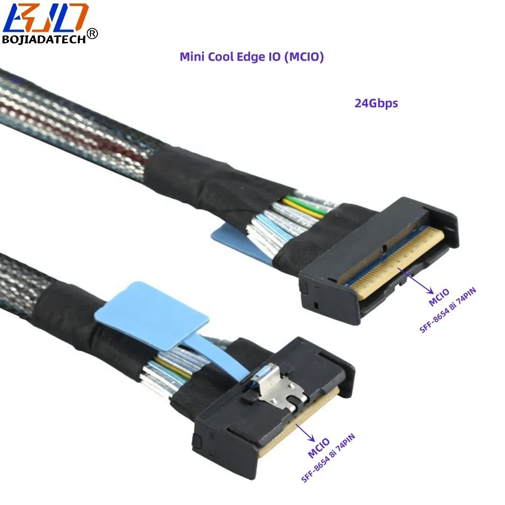 Pci-e Slimline Sas4.0 Sff-8654 8i To Sff-8654 74pin Mcio Extender  Connection Cable 0.5m 0.8m 1m For Server Storage Data Center - Buy Pci-e  Slimline Sas4.0 Sff-8654 8i To Sff-8654 74pin Mcio Extender