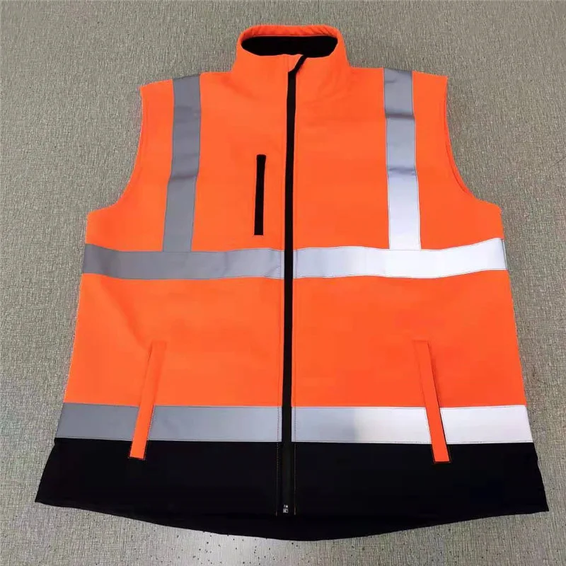 Custom Reflector HiVis High Safety Polyester & Polar Fleece Vest Night Construction Protection Zippe