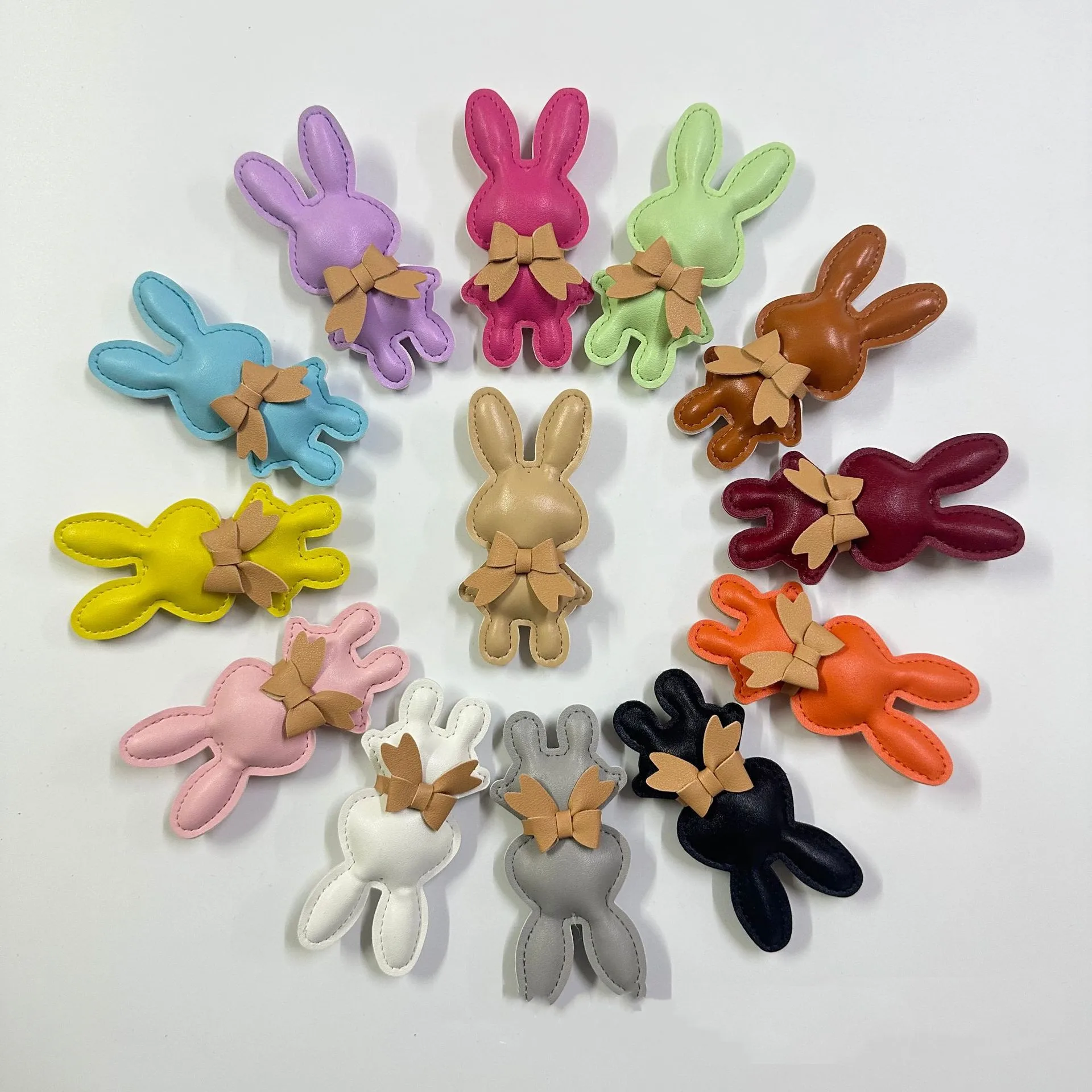 Cute Rabbit PU Leather Key Chains Bag Purse Charm Decoration Kawaii Bunny Bag Pendant With Tassel Keychain