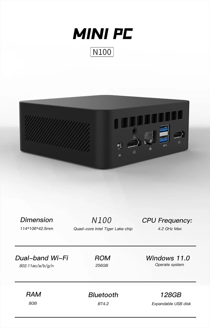 Mini Host N100 Desktop Cloud Terminal Mini Computer Home Game Dual Display Minipc Office Host