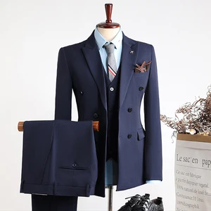 Men's Luxury Two-Piece Slim Business Suits Wedding Jacket Groom Veste Homme Costume with Bump Collar European American Style