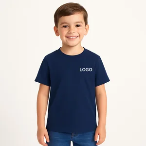 Custom Logo Kids Basic Cotton T-shirt Plain Short Sleeve Tee for Boys Summer T Shirts Casual Wear