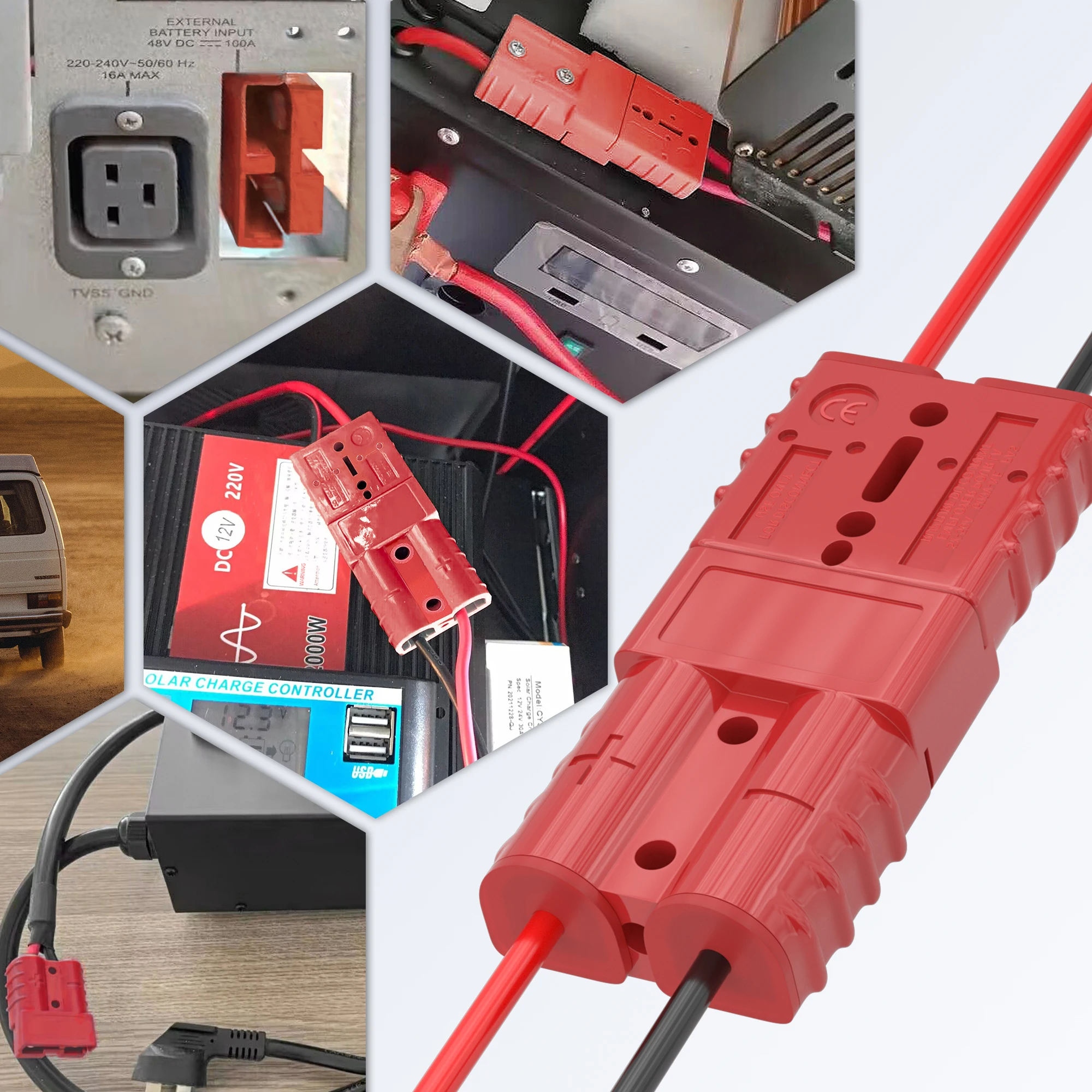 Bohaner 10 Pcs Batteriestecker Mit Kupplung Autobatterie-Schnellverbinder 50A Für Anderson Stecker Stromanschluss Rot