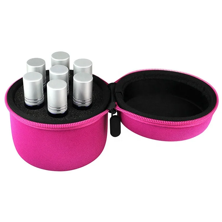 travel small round zipper shockproof hard EVA essential oil case carrying for 7 bottles