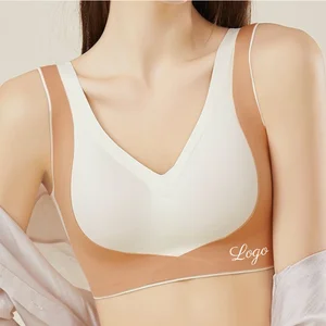 Stylish v Neck Seamless Wire Free Large Bust Minimizer Anti-Sagging Adjustable Fixe Breathable Bra Big Breast Supportive Bra