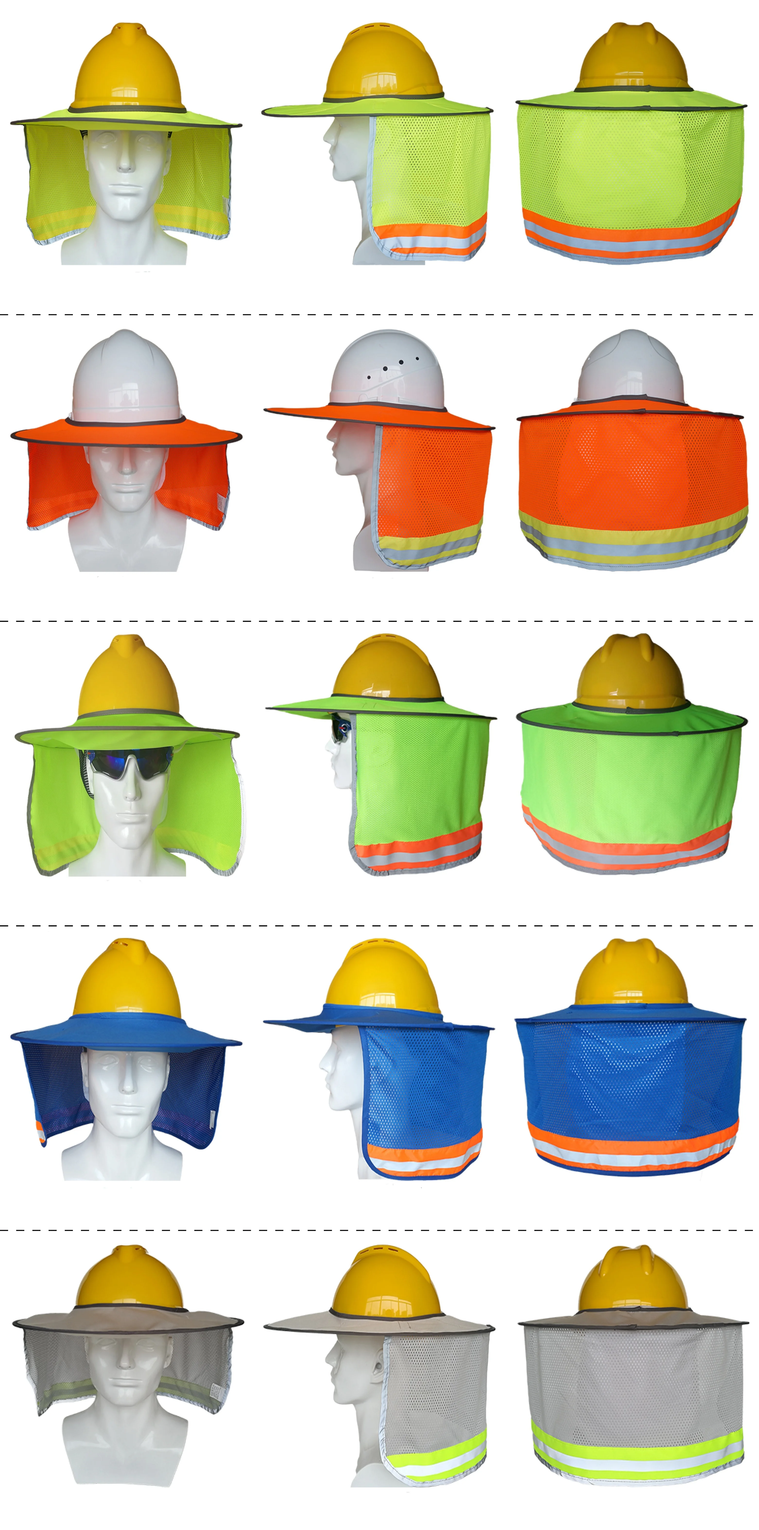 Ant5ppe High Visibility Reflective Stripe Mesh Breathable Hard Hat Neck Shield Sunshade For