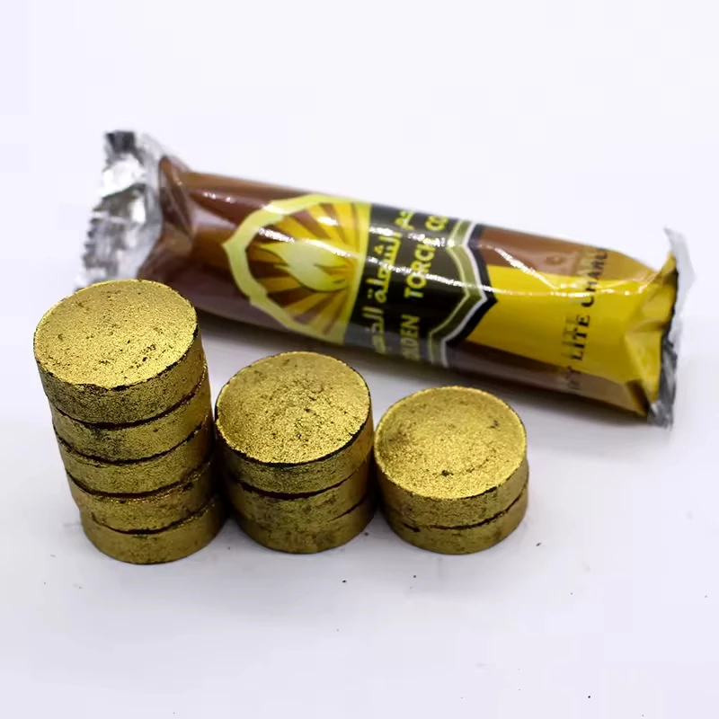 FireMax Fast Light Pure Fruit Wood Color Golden Torch Coal Round Charcoal for Hookah/Incense Coal Tablets