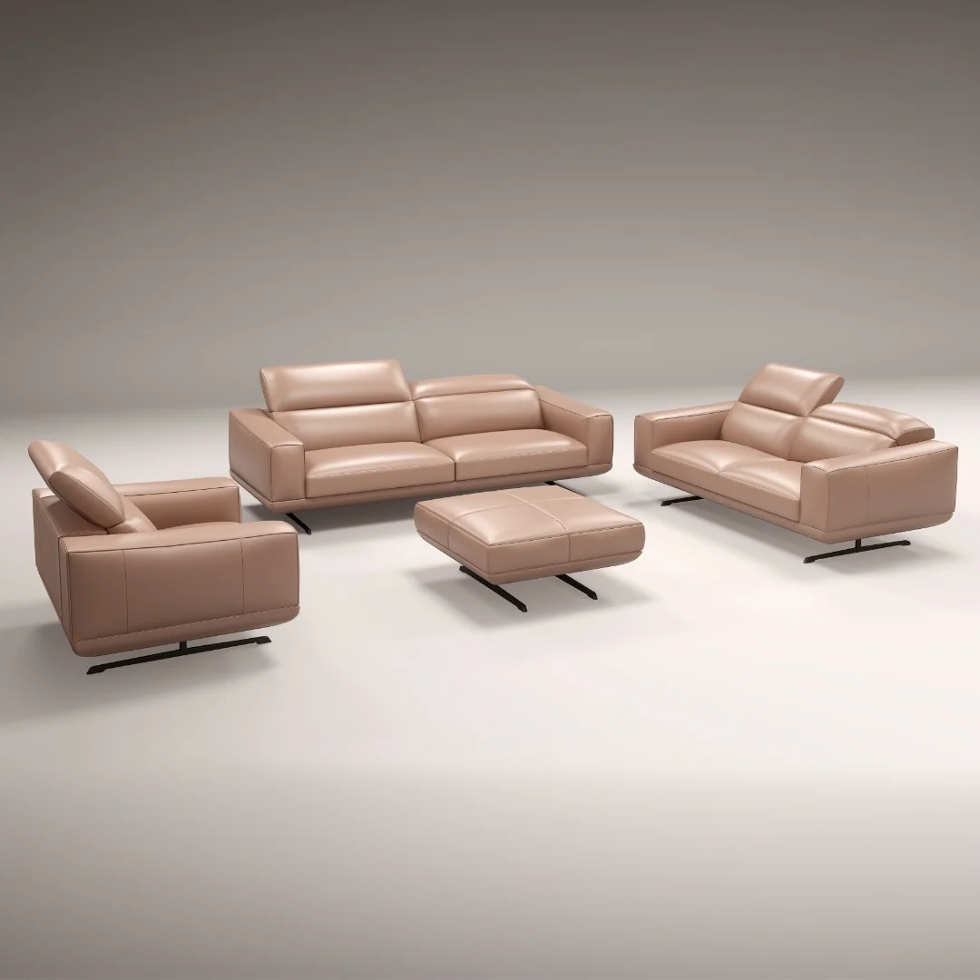 Evergo Orange Wooden Modern Executive Designs Italian Style Office Furniture Leather Sofa Set Supplier 3 2 1 Sectional Sofa