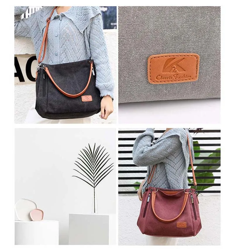 Hobo Handtaschen Große Segeltuch-Mode-Schulter-Umhängetasche für Frauen Multi-Fach-Tragetasche Umhängetasche Geldbörsen und Handtaschen