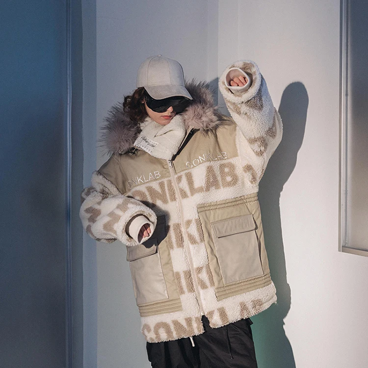 CONKLAB Thick Customize Womens Long Section Winter Lamb Fur Jackets Warm Original Brand Street Jackets
