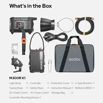Godox M300R KIT 1800-10000K Daylight Continuous RGB LED Video Light Built-in FX Effects with Portable Case Photographic Lighting product image